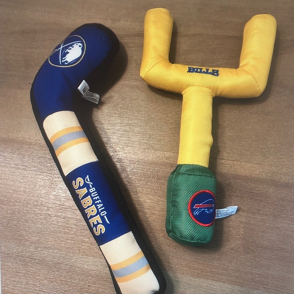 Pets First Blue and Yellow Buffalo Sports Dog Toys - Sabres & Bills
